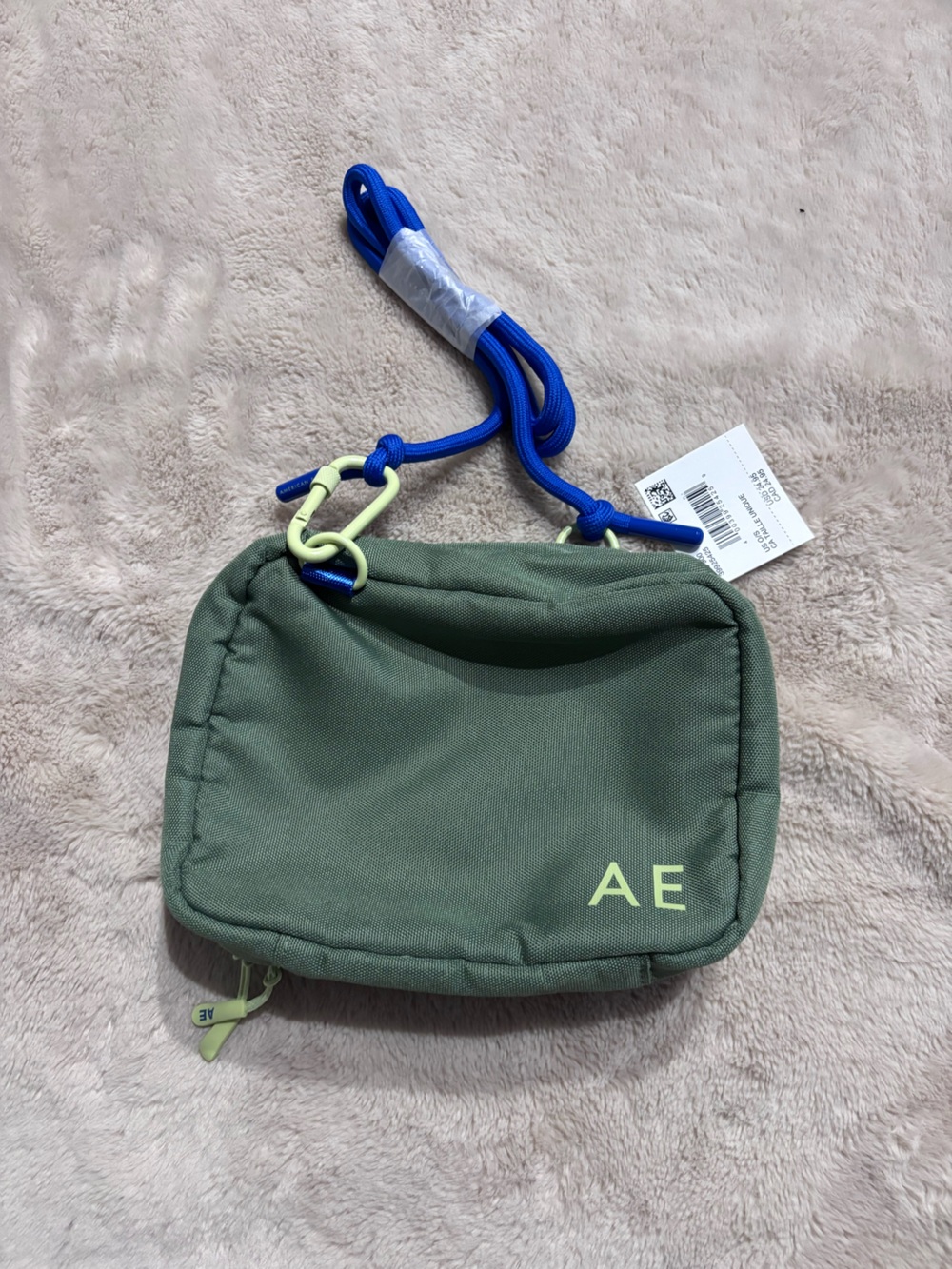 American Eagle Outfitters Olive Green Pouch with Blue Cord Strap